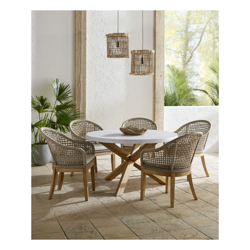 Shenandoah Polystone & Teak Round Dining Table