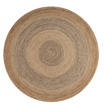 Natural and Grey Round Jute Rug