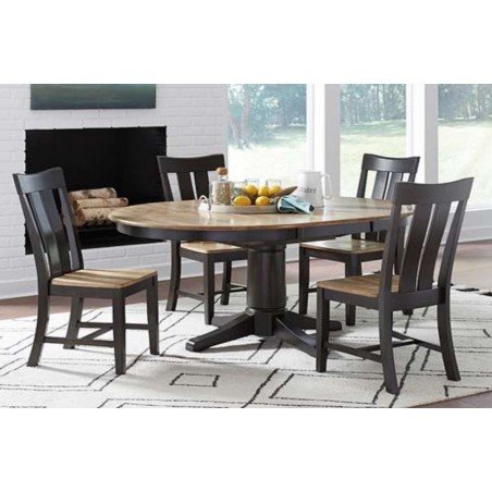 5 Piece Oval Ext Table w/ Chairs Wheat/Coal