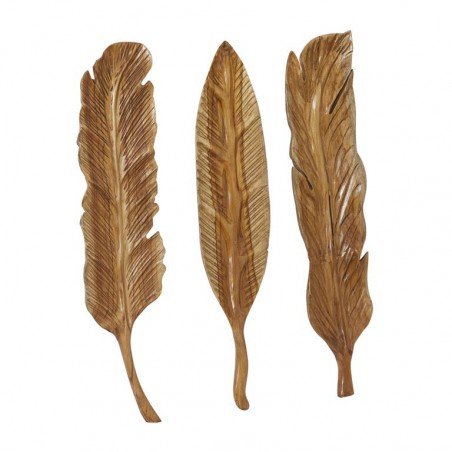 Teak Feather Wall Decor Set of 3