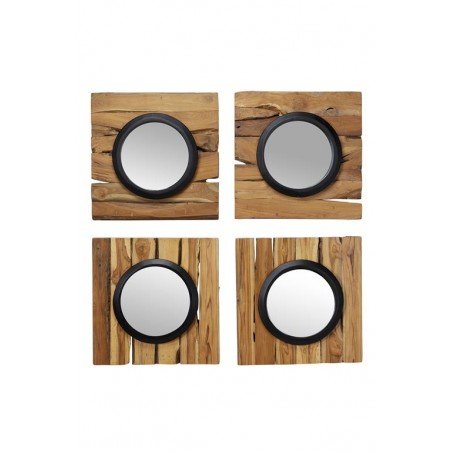 Teak Wall Mirror (4 Piece Set)