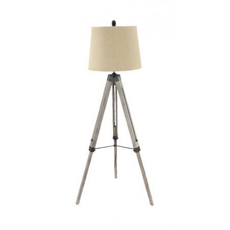 Wood/ Metal Tripod Floor Lamp