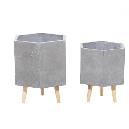 Dark Grey Fiber Planter Set of 2