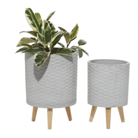 Grey Fiber Planter Set of 2