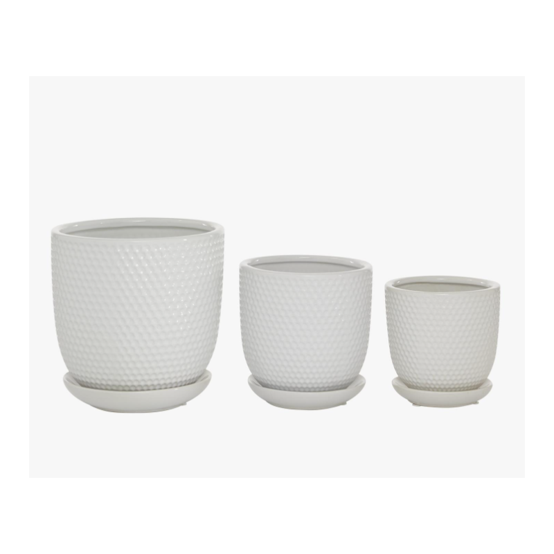 White Ceramic Planter Set of 3
