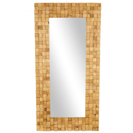 Brown Mango Wood Geometric Mirror