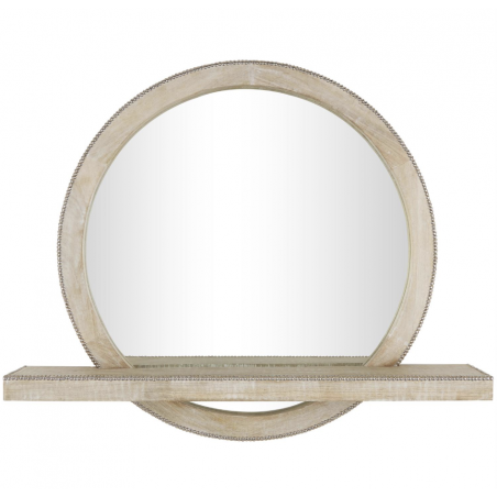Mango Wood 1 Shelf Wall Mirror