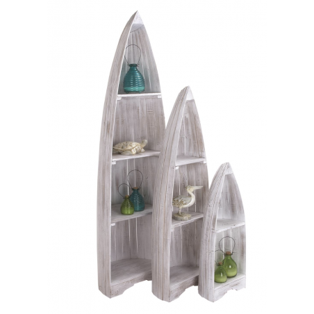 White Wooden Boat Bookcase- Medium