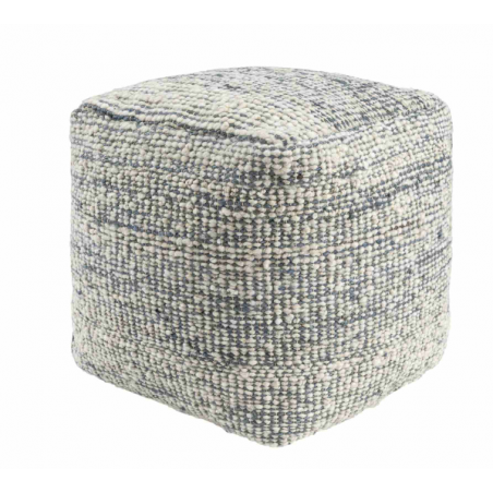 Ivory and Blue Pouf