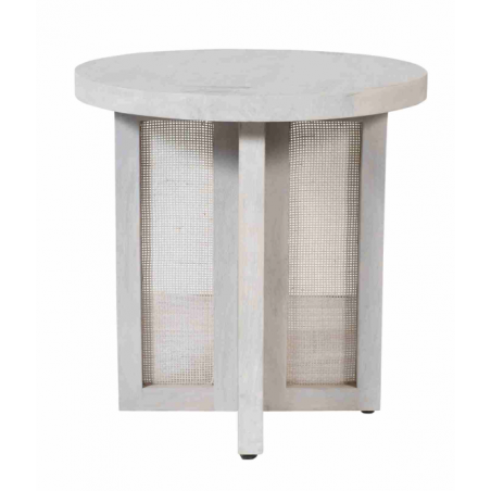 22" Round END Table w/ Rattan Accents