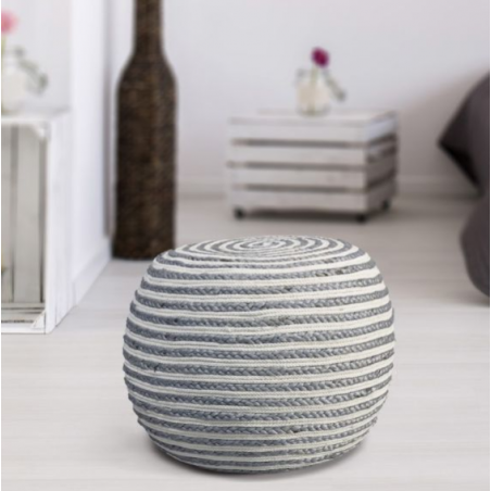 Grey and White Pouf