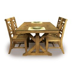 [68 Inch] Canyon X Dining Table - Pecan with Canyon XX-Back chairs