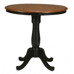 [36 Inch] Classic Round Table - Black & Cherry with 6" pedestal extension