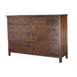 [62 Inch] Alder Heritage 10 Drawer Dresser - shown in Brown Mahogany finish