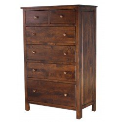 [33 Inch] Alder Heritage 6 Drawer Chest - shown in Brown Mahogany finish