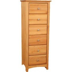 [19 Inch] Alder Shaker 6 Drawer Lingerie Chest - shown in Honey finish with Brushed Nickel knobs