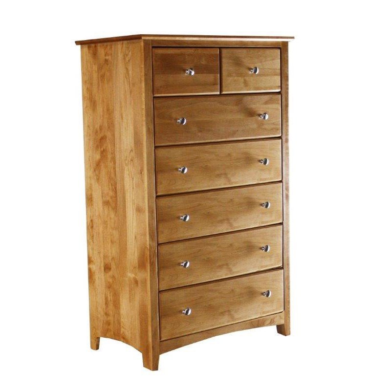 [33 Inch] Alder Shaker 7 Drawer Chest - shown in Golden Pecan finish