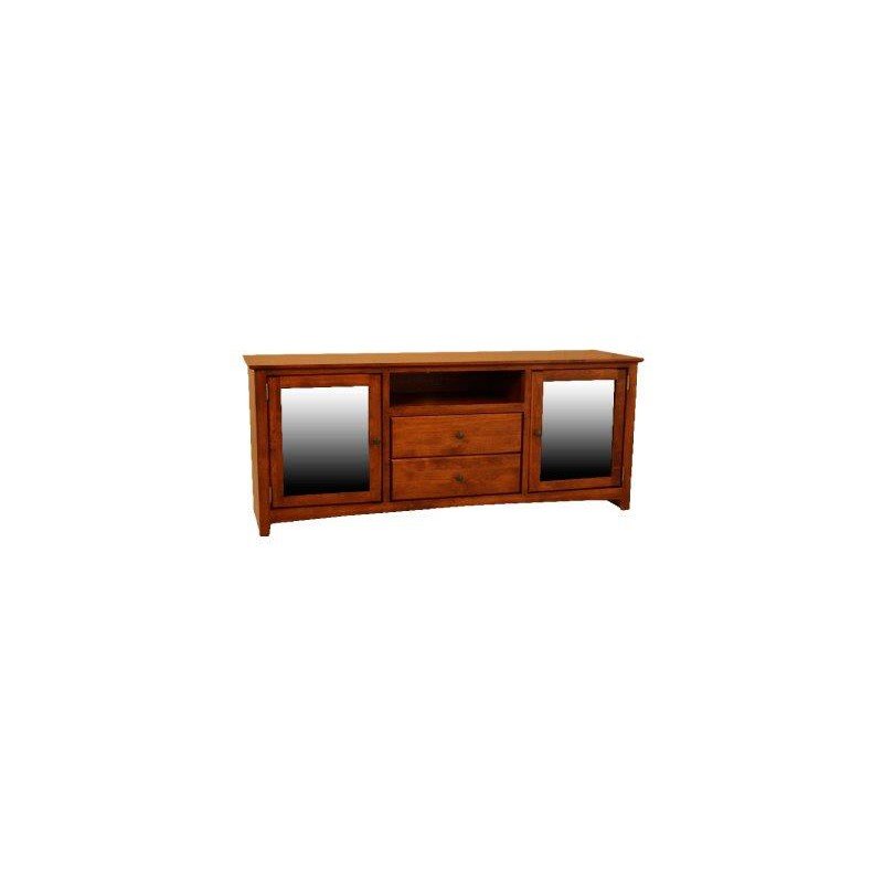 [61 Inch] Alder Shaker TV Console - shown in Antique Cherry finish and Antique Bronze knobs