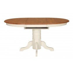[42x42-60 Inch] Butterfly Dining Table - Heritage Oak & Pearl White