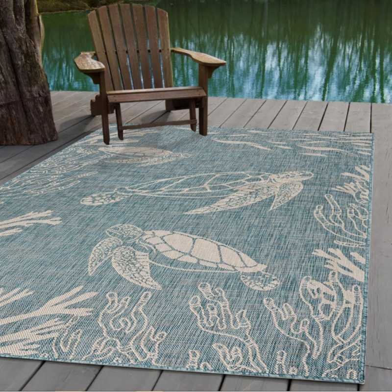 Turtle Outside Rugs Tropical Turtle Reef Indoor/Outdoor Accent Rug Product Dimensions 5'3