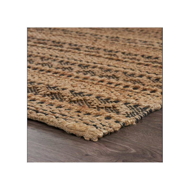 Contemporary Chevron Striped Natural Jute and Chenille Area Rug Product
